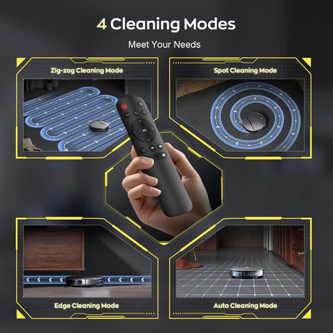 Remote control showing 4 cleaning modes for 2 In 1 Robot Vacuum And Mop With WiFi App Control, Smart Slim Quiet Robotic Cleaner