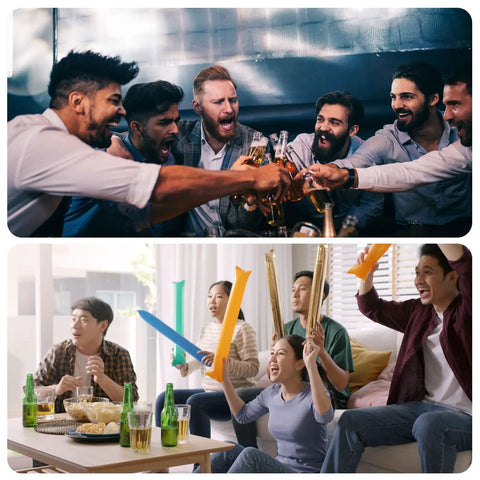 Group enjoying drinks and celebration using Heavy Duty Zinc Alloy Screw In Bottle Opener 4 Piece Set Matte Black for parties.