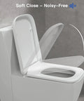 Rock Solid White Square Toilet Seat With Swift Soft Close Action And No Fuss Quick Release Hinges For Silent Drop Fade Resistant Build Universal Bathroom Fixture Upgrade, showing soft close lid in action.