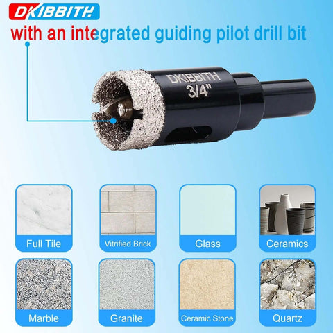 DKIBBITH 3/4-inch diamond tile hole saws with integrated guiding pilot bit, 2-pack