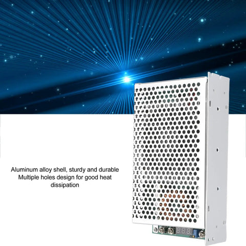 Beefy DC To DC Converter Module With Adjustable Voltage Regulator features aluminum alloy shell and multiple holes for effective heat dissipation.