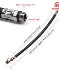 No Sweat Quarter Inch Tire Inflator Extension Hose With Fast Grip Self Locking Chuck, 31cm long heavy duty rubber hose.