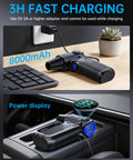 Cordless Air Duster With LED Light And 150000 RPM Brushless Motor 3 Speed Turbo Blower charging on table and car