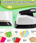 1.37 Inch Circle Punch For Paper Crafts And Scrapbooking, showing suitable paper types and paper thickness guides.