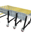 Flexible Portable Conveyor Featuring Abs Rollers Adjustable 47 To 177 Inch Telescopic Gravity Belt on wheels for easy transport.