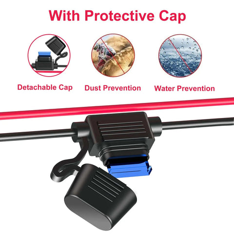 Protective cap feature for 12V Car Lighter Socket Splitter With 7 Ports USB PD Type C 30W QC3 18W Quick Charge car charger.