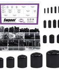 Must Have 496 Piece Black Vinyl Rubber End Caps Kit With 17 Sizes From 1.5mm To 20mm For Round Tubes And Screws Screw Thread Protectors