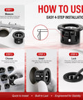 Four-step guide for using Half Inch Round Cable Snap Bushing Grommet Kit Black Snap In Grommets Built Tough Durable PA66 Plastic.