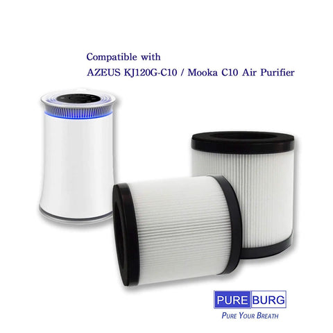 2 Pack 2 In 1 True HEPA Air Filter Replacement For C8 C10 And KJ120G C10 Purifiers with Activated Carbon 3 Stage Filtration displayed