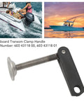 Outboard Transom Clamp Screw And Handle Assembly In Stainless Steel For 40HP E40G Boats, Marine Grade Bolt OE 6E0 43118 00 And 6E0 43118 01 Replacement Parts, shown with boating background and product close-up.