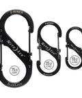 SlideLock Stainless Steel S Biner Dual Gate Carabiner With Locking Mechanism For Everyday Carry in three sizes 10, 25, 75 lbs