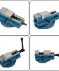 Badass 2 Inch Mill Vise Featuring A Smooth 360 Degree Swivel Base Built Tough As Nails Using Premium Cast Iron Construction For Shop Floor Clamping Tasks, blue cast iron milling vise with swivel base.