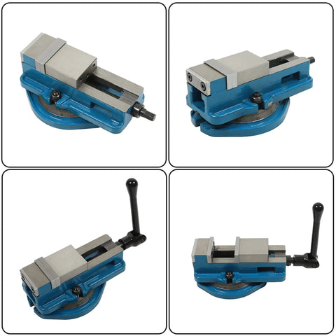 Badass 2 Inch Mill Vise Featuring A Smooth 360 Degree Swivel Base Built Tough As Nails Using Premium Cast Iron Construction For Shop Floor Clamping Tasks, blue cast iron milling vise with swivel base.