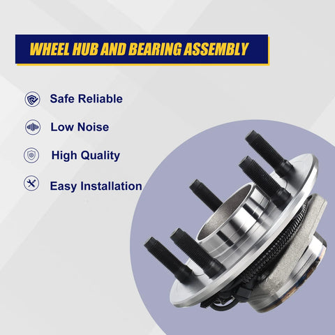 Front Wheel Bearing And Hub Assembly 515126 For 2009 To 2011 Dodge Ram 1500 Front With 5 Lug Bolts And ABS Direct Fit Replacement Easy Bolt On Hub Bearing Kit For Smooth Ride And Quiet Operation with safety features listed.