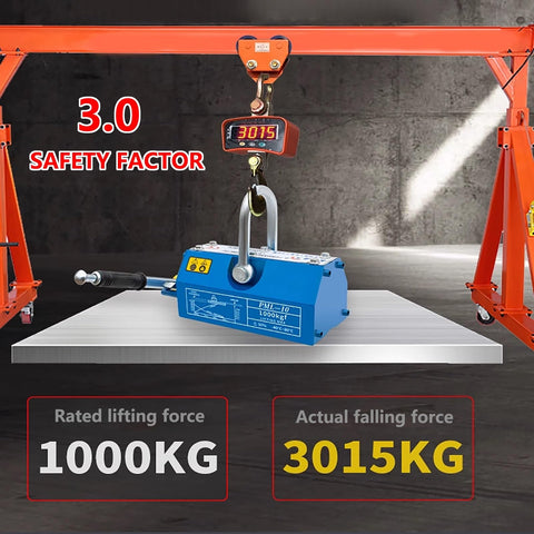 Heavy Duty Permanent Steel Lift Magnet, 6600 Lb Capacity, Moves Thick Plates With No Sweat, Bad Ass Magnetic Lifter, showing rated lifting force.