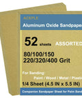 Workhorse 52 Sheet Aluminum Oxide Sandpaper Variety Pack Quarter Sheet Sandpaper For Wood And Metal Wet Dry Sanding