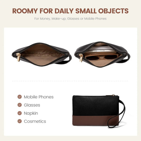 Women Laptop Tote Bag Waterproof Leather Work Bag spacious interior showing storage for glasses and phone in pouch