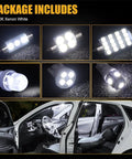 42 Piece Car Interior LED Light Kit 194 LED Bulbs DE3175 T10 31mm 41mm Dome Map Door Tail Light License Plate Universal Fit