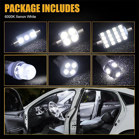 42 Piece Car Interior LED Light Kit 194 LED Bulbs DE3175 T10 31mm 41mm Dome Map Door Tail Light License Plate Universal Fit