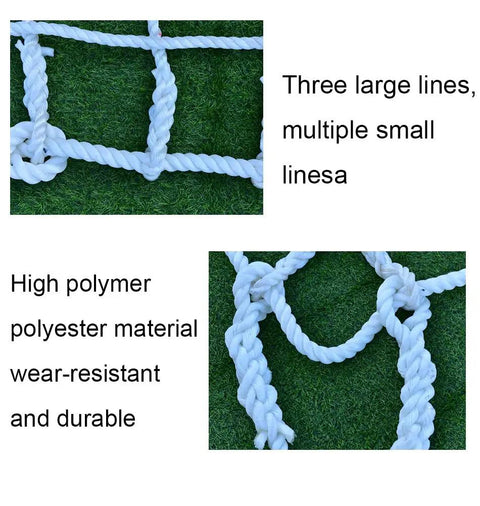 Close-up view of Heavy Duty Cargo Lifting Net And Industrial Hoist Sling Built Tough To Haul Freight Fast With Rock Solid Two Ton Capacity At Three By Three Meters, showcasing polyester material and knot details.