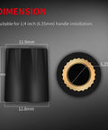 10 Pack Guitar Pedal Knobs Pro Grade 1/4 Inch Shaft With Set Screw ABS Plastic Davies 1900h Clone Style dimension diagram