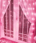 Pink Curtain Lights With 8 Modes LED String Lights for bedroom decor window and wall party vibe garden ambience ideal for teen girls