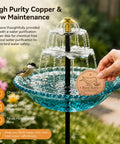 Sun-Powered Bird Bath Fountain With External Solar Panel And Copper Cleaner, Self-Cleaning Outdoor Water Feature For Non-Stop Cascade