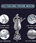 Old School Hand Crank Popcorn Cannon With Precision Pressure Gauge And Base, 1000ml Capacity, Vintage Style Popcorn Maker details