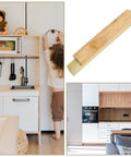 Sleek Dope Solid Wood Cabinet Pull Handle Set For Cabinets, 96mm Gold Wood Bar Pull in modern kitchen setup with cabinetry