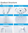 Product structure of Portable Washing Machine 21 Lb Compact Twin Tub Washer And Spin Dryer Combo with water inlet, pulsator, spin tub.
