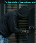 Burglar attempting entry next to a Keyless Fingerprint Door Lock With Bluetooth And Keypad Easy Install For Home Hotel Office And Bedroom