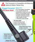 Speaker Microphone For Motorola Radios 2 Pin Microphone 4 Pack Compatible With CP100D CP185 CP200 CP200D showing TPU strain relief features