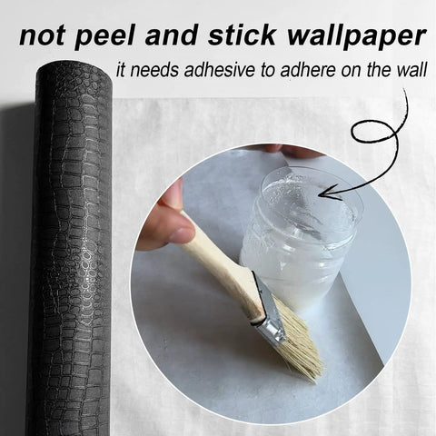 Dope Charcoal Black Crocodile Texture Wallpaper Non Pasted Needs Adhesive Embossed 3D Wall Covering For Cabinets And Bedrooms