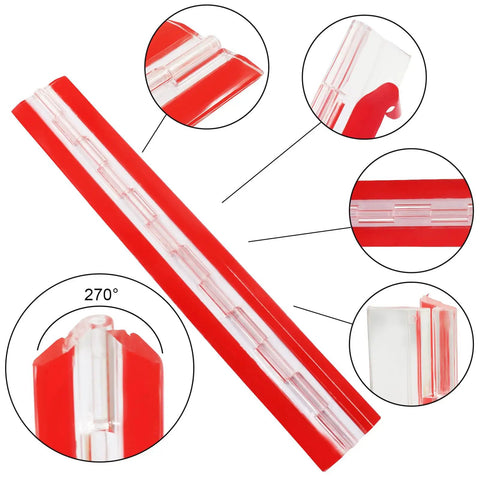 Rock Solid Clear Acrylic Piano Hinges 4 Pack Heavy Duty Continuous Door Strips Top Shelf Cabinet Hardware Built Tough For Any No Nonsense Diy Project Or Garage Upgrade showing detailed hinge design and flexible joint features.