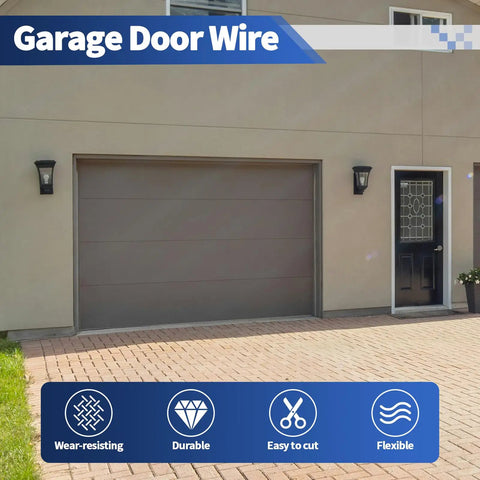 Garage with closed door showcasing uses of 100 Ft 22 AWG 2 Pin Universal Garage Door Wire For Sensors And Control Stations.