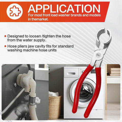 Washer Hose Pliers For Easy Inlet Hose Installation And Removal, Pro Grade Tool For Most Washers, Boss In Tight Spaces, Red
