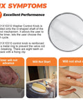White Washer Control Knob Replacement Dial 2 Inch Wide 1.75 Inch High Snap On Fit For Most Washers No Fuss Easy Install Replaces 1264403 AP3994965 AH1482286 EAP1482286 PS1482286 close-up white ABS plastic knob with chrome ring