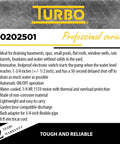 Turbo pump features list for Powerful Workhorse One Quarter Horsepower Submersible Utility Pump With Electronic Switch Auto On Off 115V 60Hz.