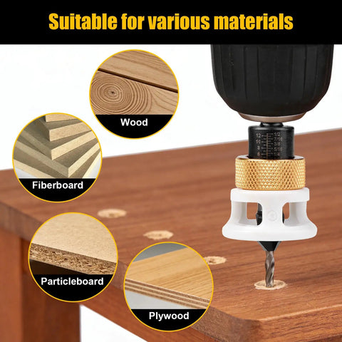4 Piece Carbide Countersink Drill Bit Set For Woodworking With 4 Flutes And Adjustable Low Friction Depth Stop And Stop Collar Pro Grade Durable Bits For Cabinetry And Fine Woodworking 2.8mm 3.2mm 3.5mm 4mm being used on wood, fiberboard, particleboard, and plywood.