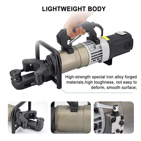 Portable Electric Rebar Bender With Pure Copper Motor 1800W Hydraulic Tool Max 36mm Bend showing lightweight body and ergonomic grip.