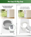 Comparison of sliding door gaps for Portable AC Sliding Door Vent Kit With 4 In 1 Coupler And Filter, Fits 5.1 To 5.9 Inch Exhaust Hose