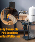 Dust Port Adapter 1-3/4 to 2-1/2 Inch Port to 4 Inch Dust Collection Hose Quick Connect Reducer for table saw in workshop