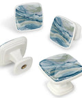 4 Pack Sharp Square Cabinet Knobs 1 2 Inch Blue Green Marble Swirl ABS Cabochon Glass Drawer Pulls For Kitchen Island Dresser Bedroom Furniture Hardware Fresh Dope Look in different angles.