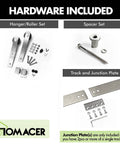 Brushed Nickel Non Bypass Sliding Barn Door Hardware Kit For One Door With Ten Foot Flat Track Straight Rollers Heavy Duty Interior Use