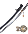Katana Sword With T10 Steel, Clay Tempered For Real Sharp Edge, Battle Ready Hand Forged Blade With Hamon, Brass Tsuba