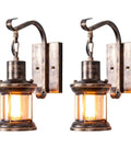 Rustic Oil Rubbed Bronze Wall Light Fixtures With Glass Shades Industrial Vintage Lamp Set For Bedroom And Living Room Farmhouse Style Indoor Lighting Durable Cast Iron 2 Pack