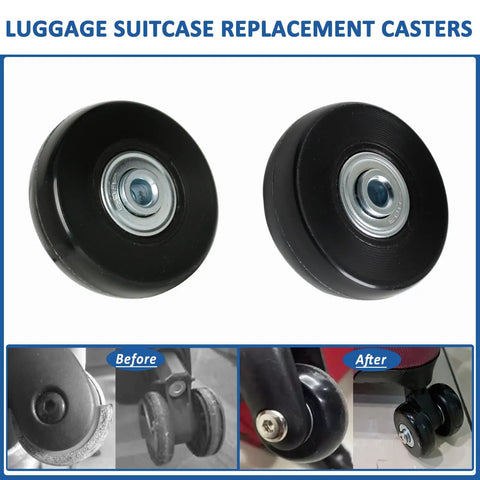 50mm Replacement Luggage Wheels Set For Suitcases And Travel Bags 4 Silent PU Swivel Casters With Bearings Wear Resistant Easy Rolling