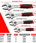 Set of adjustable wrenches including 8 inch adjustable wrench pro cr v forged with anti slip grip crescent style hand tool.