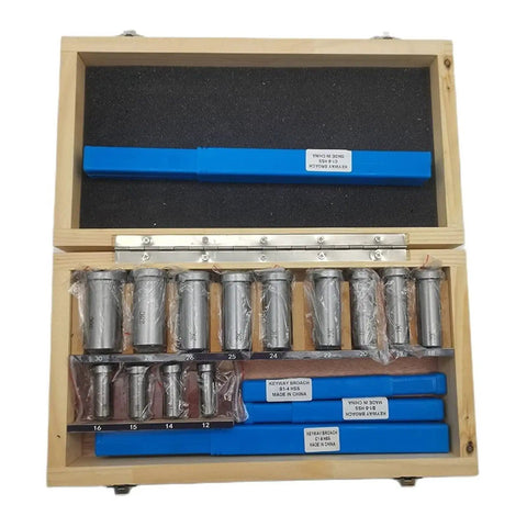 22 Piece Keyway Broach Set In HSS Metric Cutting Tools For CNC Machines Top Notch High Speed Steel Broaches For Precise Keyway Shaping Includes B1-4 B1-5 C1-6 C1-8 And 12B To 30C Sizes For Pros. Wooden case with HSS broaches and shims