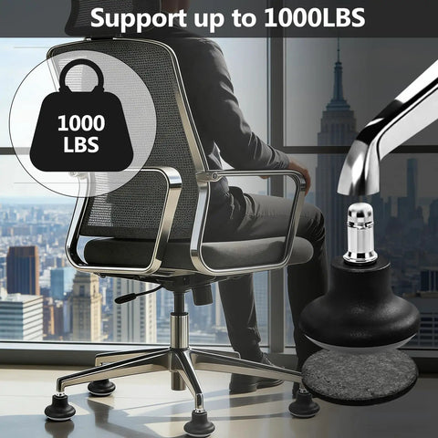 Straight Up Chair Wheel Stoppers 5 Pack Bell Glide Casters for Office and Gaming Desk support up to 1000lbs on a sturdy chair.